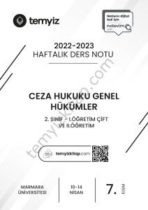Ceza Hukuku Genel Hükümler 1.Öğretim Çift ve 2.Öğretim 22-23 Bahar 7