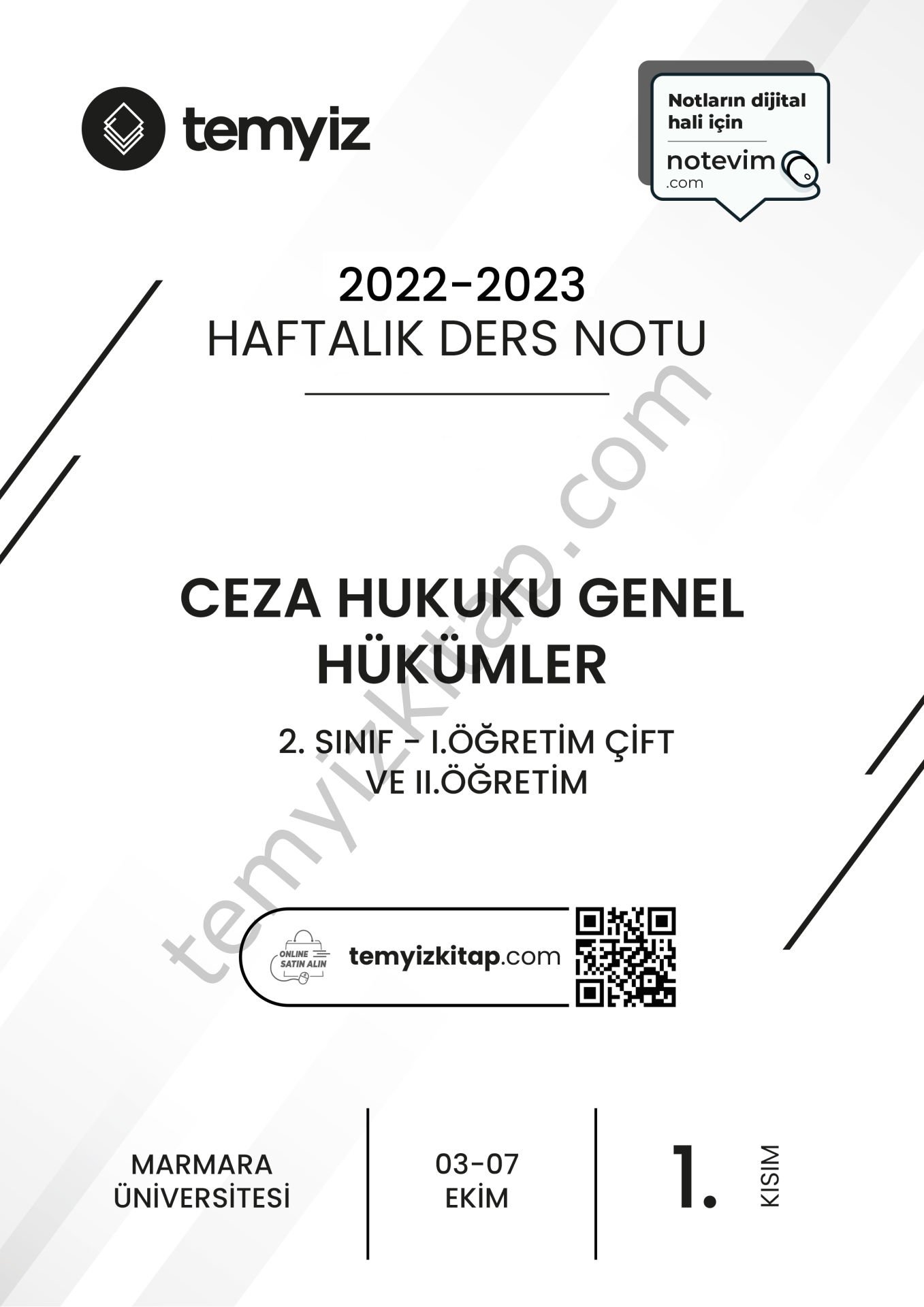 Ceza Hukuku Genel Hükümler 1.Öğretim Çift ve 2.Öğretim 22-23 Güz 1
