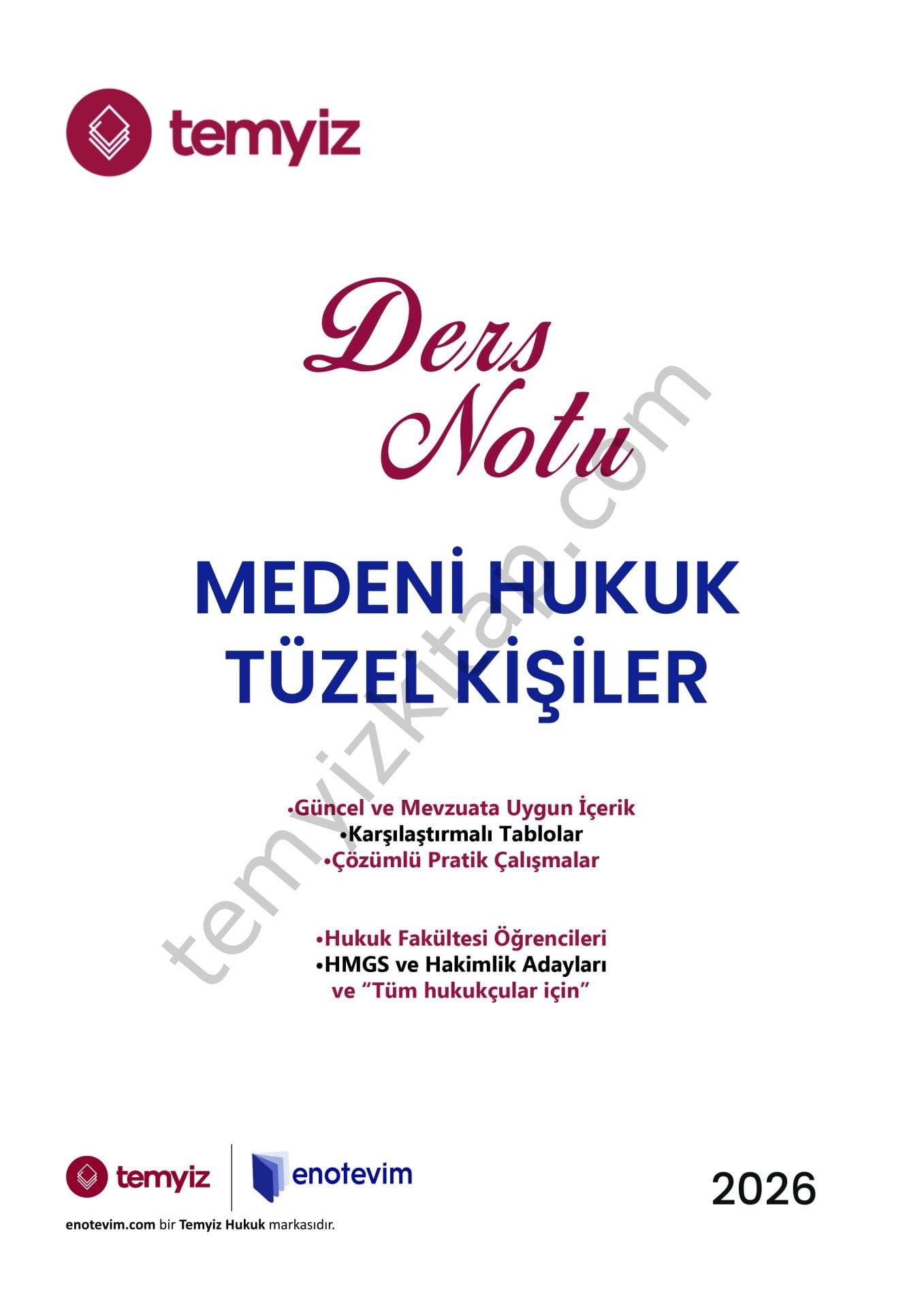 Medeni Hukuk 2025-2026 Bahar Dönemi Ders Notları - Tüzel Kişiler