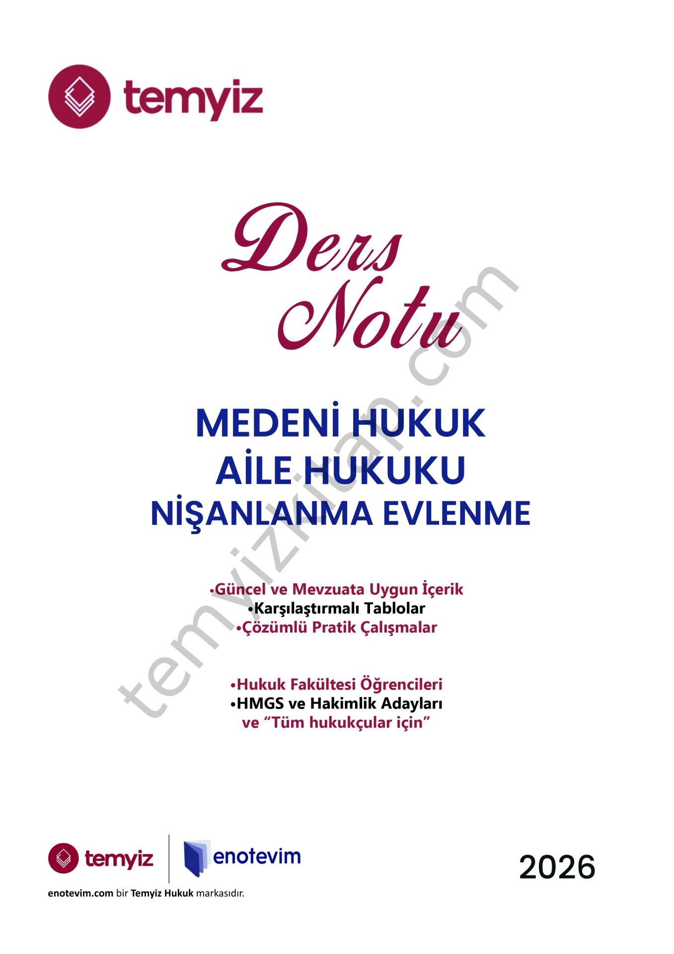 Medeni Hukuk 2025-2026 Bahar Dönemi Ders Notları - Aile Hukuku