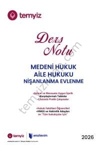 Medeni Hukuk 2025-2026 Bahar Dönemi Ders Notları - Aile Hukuku