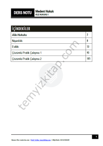 Medeni Hukuk 2025-2026 Bahar Dönemi Ders Notları - Aile Hukuku