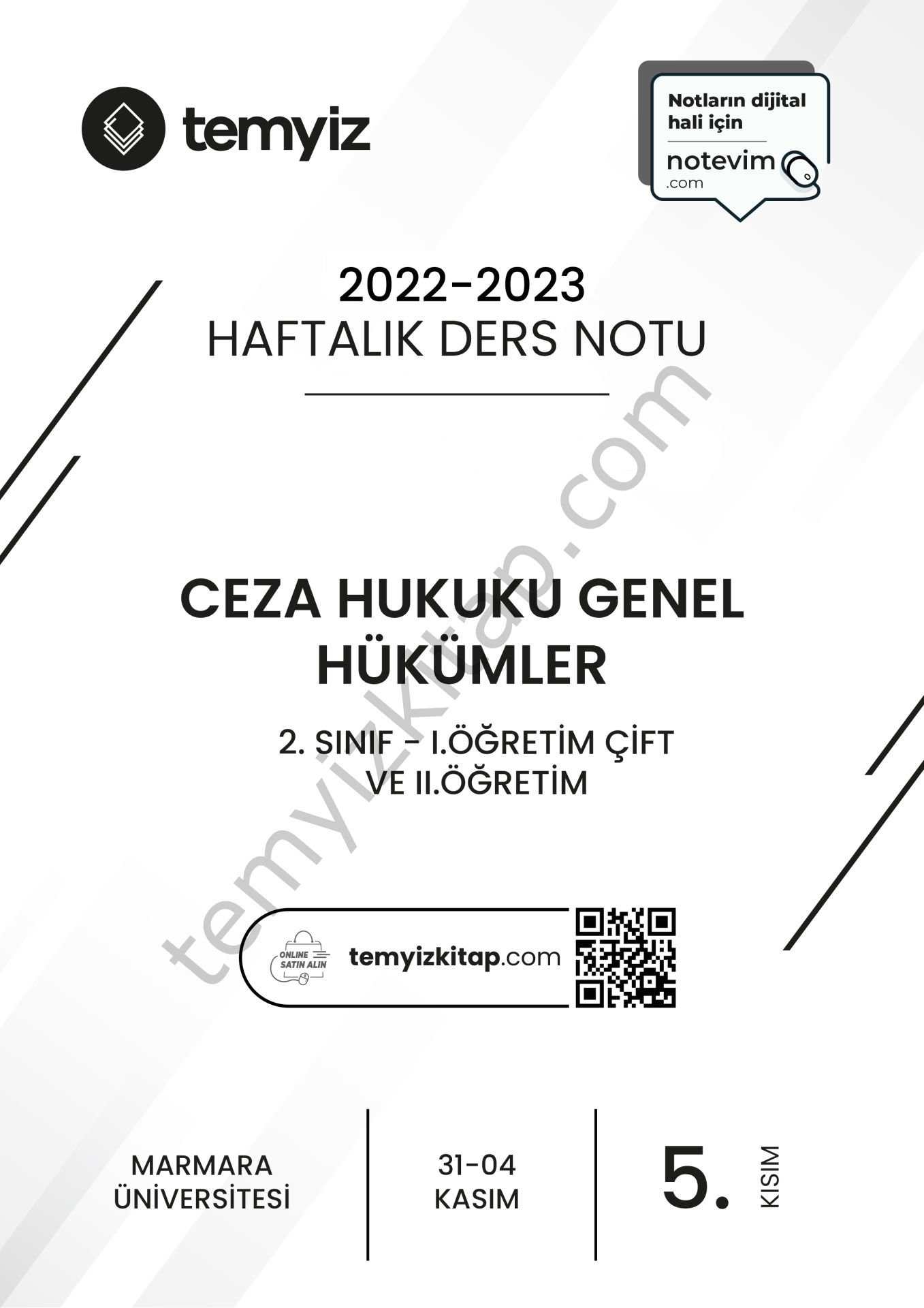 Ceza Hukuku Genel Hükümler 1.Öğretim Çift ve 2.Öğretim 22-23 Güz 5