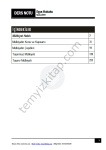 Eşya Hukuku 2025-2026 Bahar Dönemi Mülkiyet Hakkı Ders NotlarI