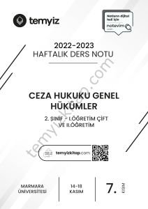 Ceza Hukuku Genel Hükümler 1.Öğretim Çift ve 2.Öğretim 22-23 Güz 7