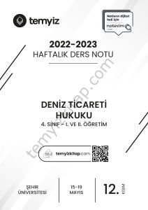 Şehir Üniversitesi Deniz Ticareti Hukuku 22-23 Bahar 12