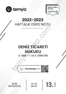 Şehir Üniversitesi Deniz Ticareti Hukuku 22-23 Bahar 13