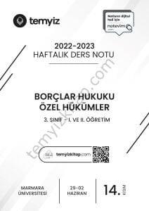Borçlar Hukuku Özel Hükümler 22-23 Bahar 14