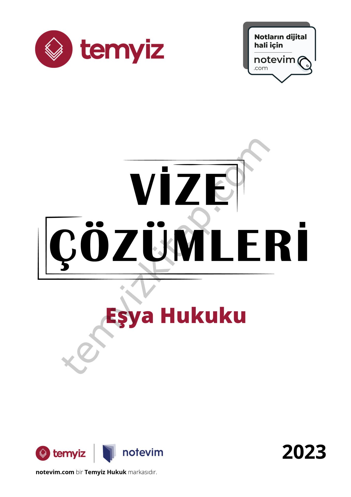 Eşya Hukuku 2023 Vize Çözümleri