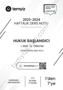 Hukuk Başlangıcı 2.Öğretim 2023-2024 Güncellenmiş Arşiv Notlarından Güz 1'den 7'ye