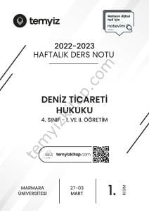Şehir Üniversitesi Deniz Ticareti Hukuku 22-23 Bahar 1