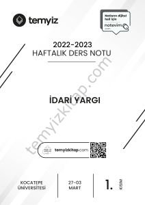 Kocatepe Üniversitesi İdari Yargılama Hukuku 22-23 Bahar 1