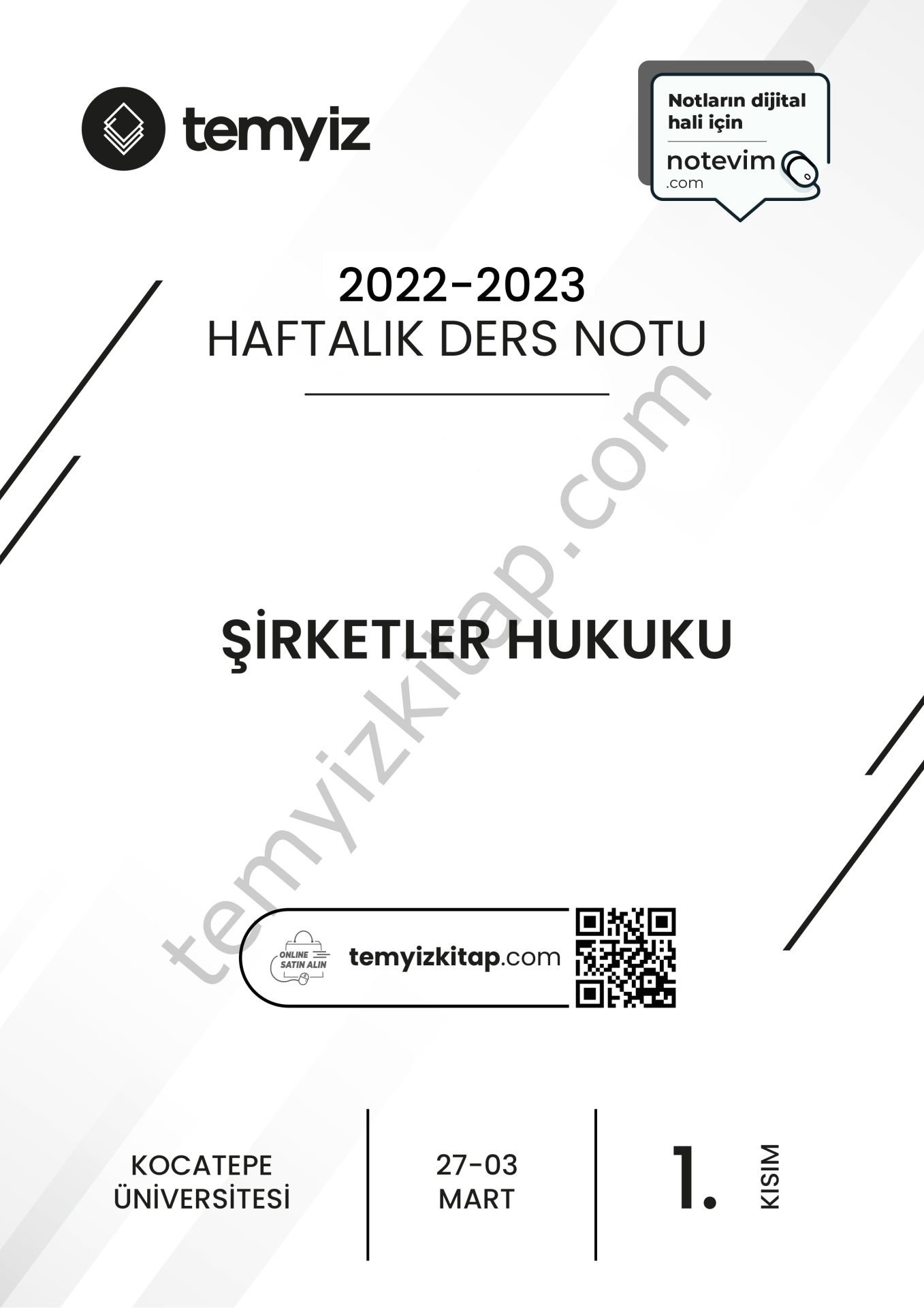 Kocatepe Üniversitesi Şirketler Hukuku 22-23 Bahar 1