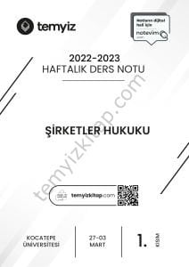 Kocatepe Üniversitesi Şirketler Hukuku 22-23 Bahar 1