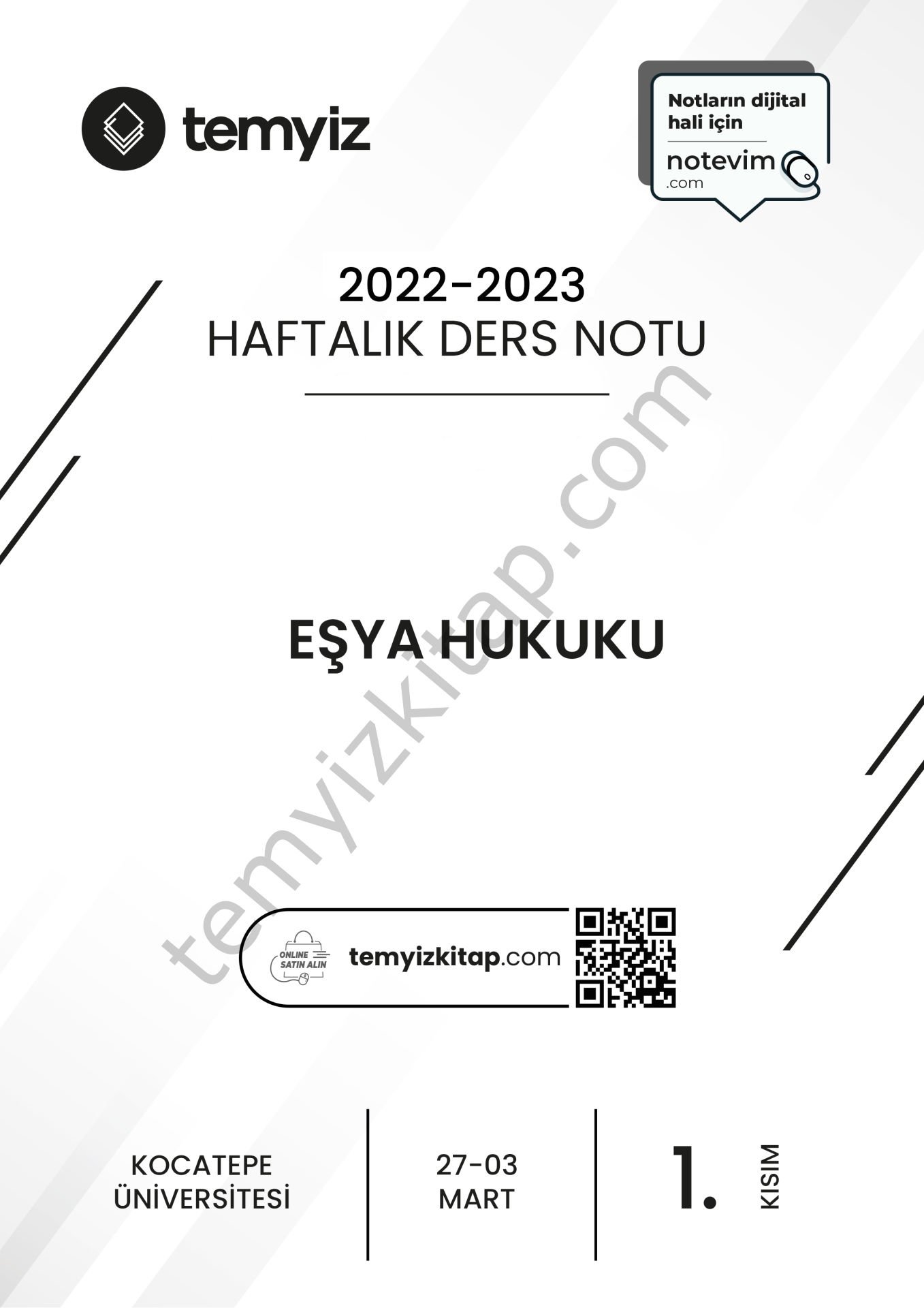 Kocatepe Üniversitesi Eşya Hukuku 22-23 Bahar 1