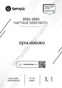 Kocatepe Üniversitesi Eşya Hukuku 22-23 Bahar 1