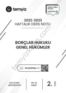 Kocatepe Üniversitesi Borçlar Hukuku Genel Hükümler 22-23 Bahar 2