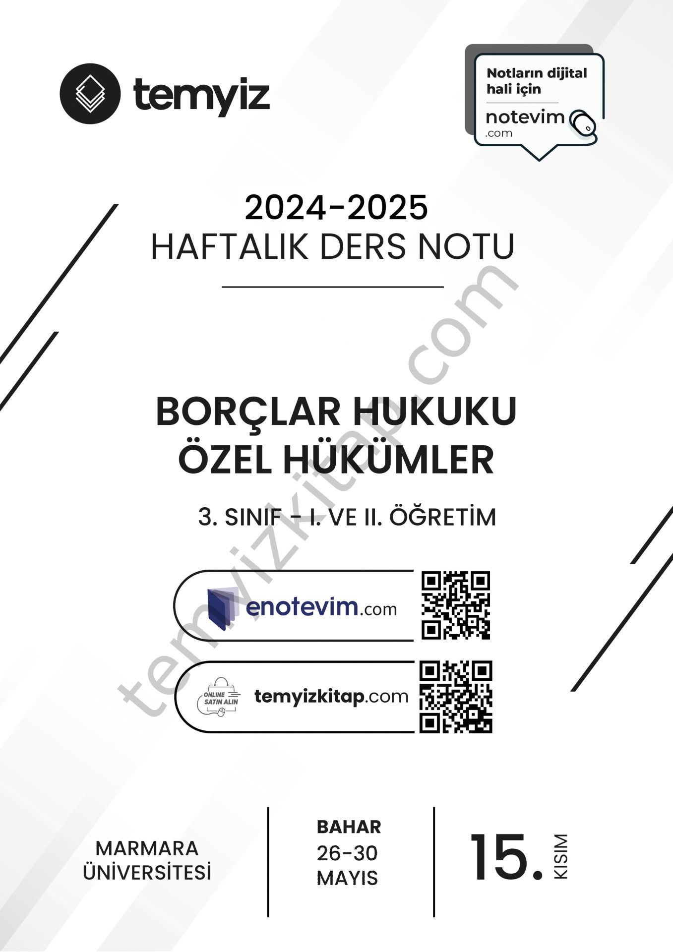Borçlar Hukuku Özel Hükümler 24-25 Bahar 15