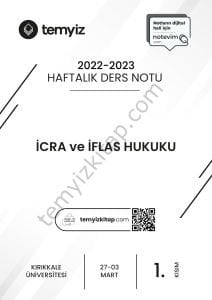 Kırıkkale Üniversitesi İcra ve İflas Hukuku 22-23 Bahar 1