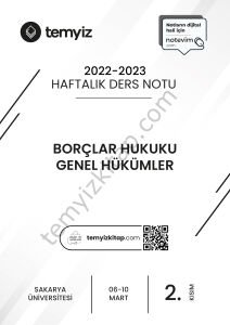Sakarya Üniversitesi Borçlar Hukuku Genel Hükümler 22-23 Bahar 2