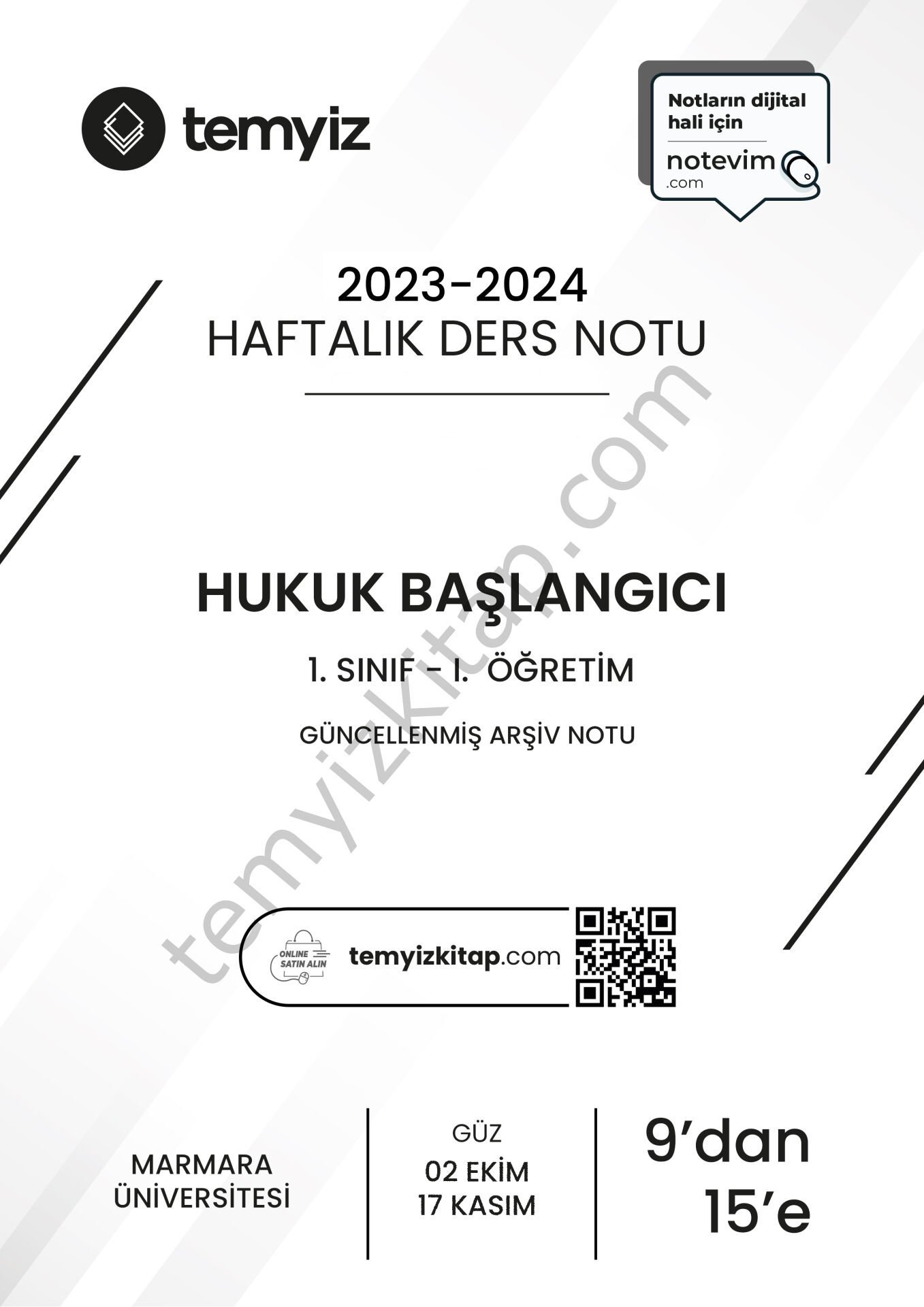 Hukuk Başlangıcı 1.Öğretim 23-24 Güz 9'dan 15'e