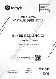 Hukuk Başlangıcı 1.Öğretim 23-24 Güz 9'dan 15'e