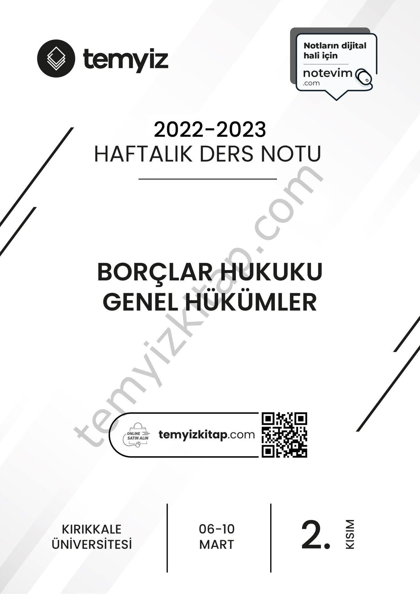 Kırıkkale Üniversitesi Borçlar Hukuku Genel Hükümler 22-23 Bahar 2