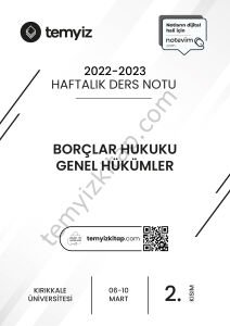 Kırıkkale Üniversitesi Borçlar Hukuku Genel Hükümler 22-23 Bahar 2