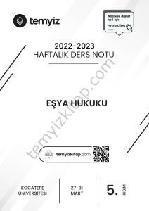 Kocatepe Üniversitesi Eşya Hukuku 22-23 Bahar 5