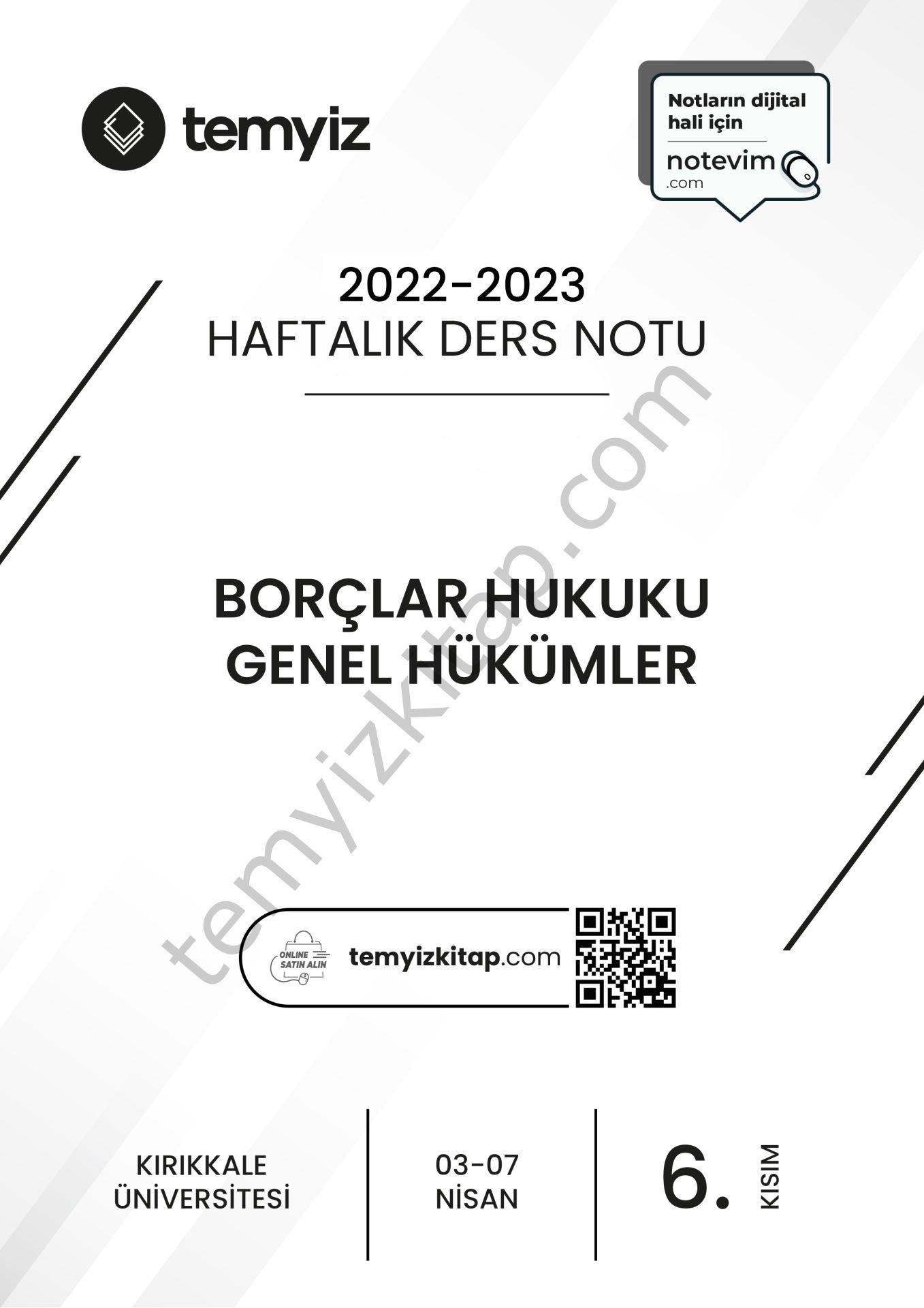 Kırıkkale Üniversitesi Borçlar Hukuku Genel Hükümler 22-23 Bahar 6